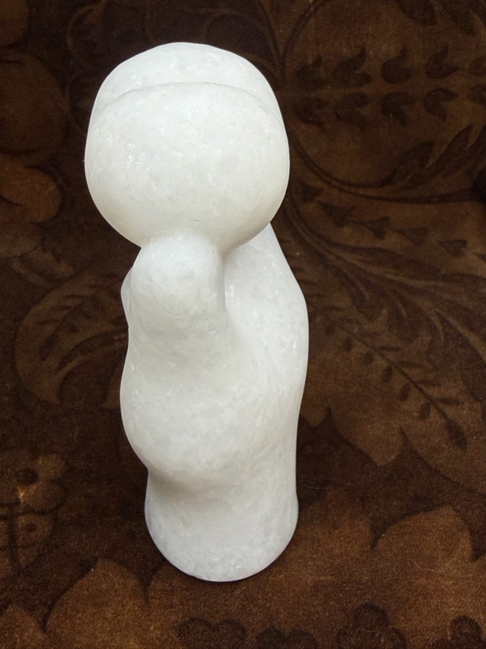 White Jade Marble Carved Heart Hand Sculpture - Picture 7 of 9